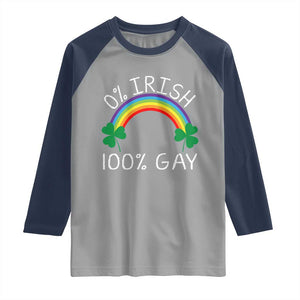Funny St. Patrick's Day LGBT Raglan Shirt 0 Irish 100 Gay Rainbow Shamrock TS09 Sport Gray Navy Print Your Wear