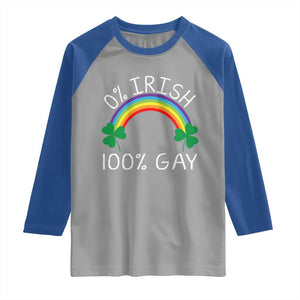 Funny St. Patrick's Day LGBT Raglan Shirt 0 Irish 100 Gay Rainbow Shamrock TS09 Sport Gray Royal Print Your Wear