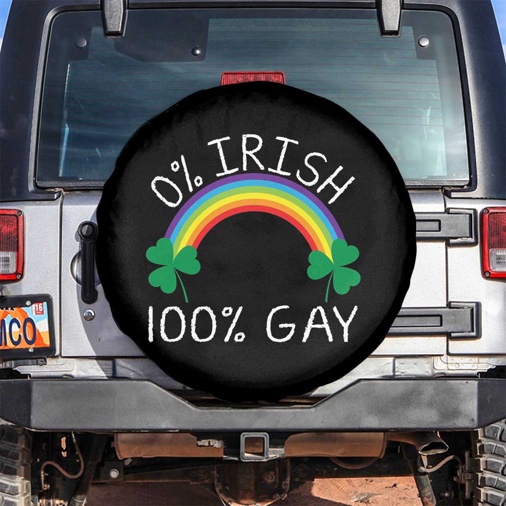 Funny St. Patrick's Day LGBT Spare Tire Cover 0 Irish 100 Gay Rainbow Shamrock TS09 No hole Black Print Your Wear