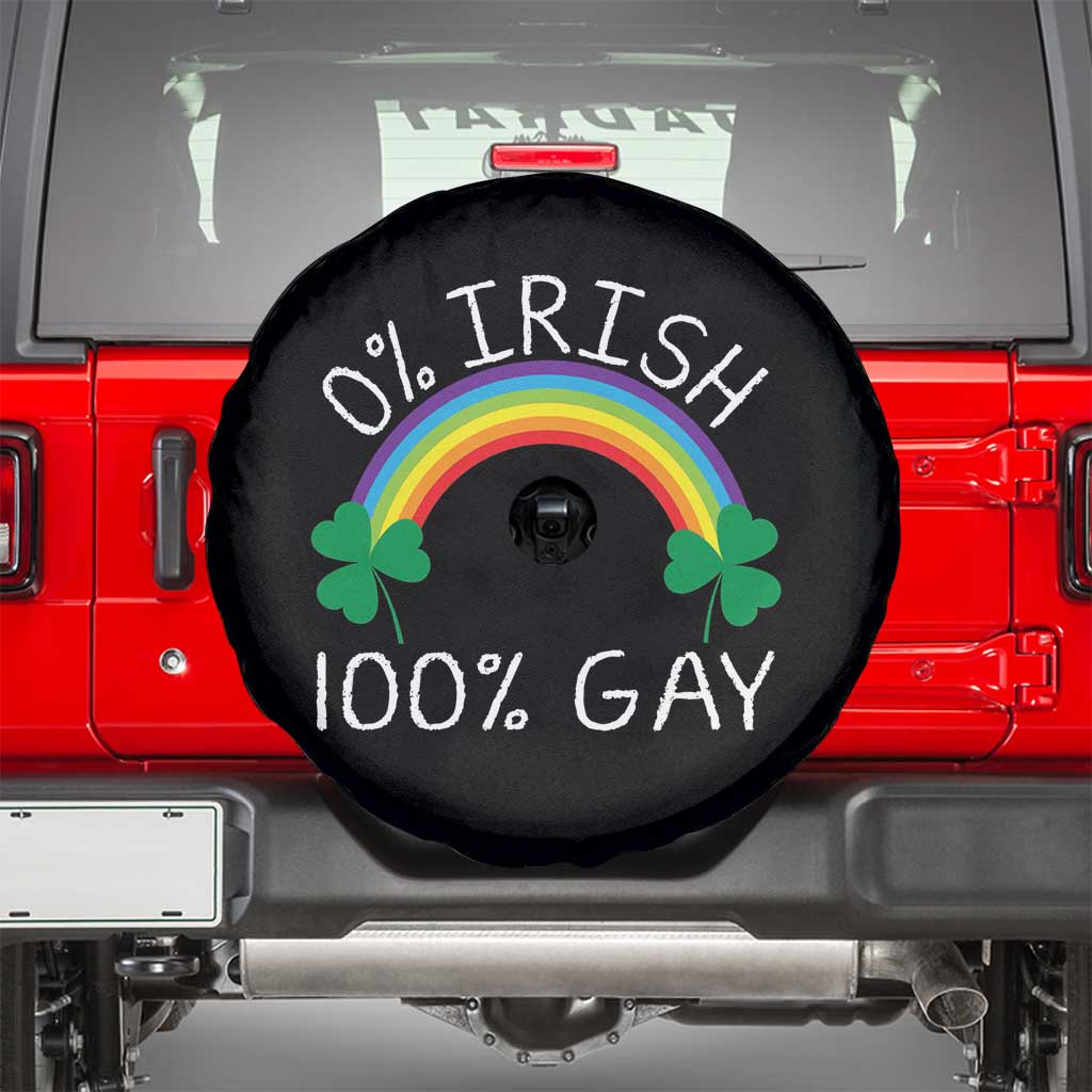 Funny St. Patrick's Day LGBT Spare Tire Cover 0 Irish 100 Gay Rainbow Shamrock TS09 Black Print Your Wear