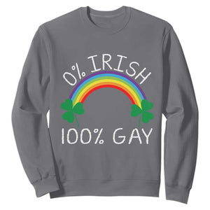 Funny St. Patrick's Day LGBT Sweatshirt 0 Irish 100 Gay Rainbow Shamrock TS09 Charcoal Print Your Wear