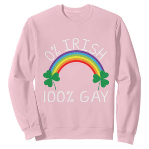 Funny St. Patrick's Day LGBT Sweatshirt 0 Irish 100 Gay Rainbow Shamrock TS09 Light Pink Print Your Wear