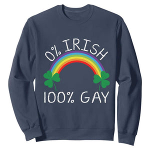 Funny St. Patrick's Day LGBT Sweatshirt 0 Irish 100 Gay Rainbow Shamrock TS09 Navy Print Your Wear