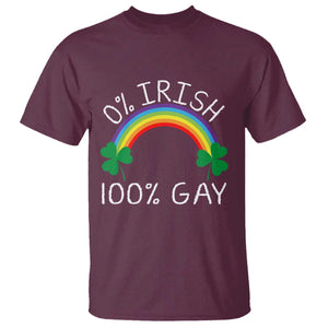 Funny St. Patrick's Day LGBT T Shirt 0 Irish 100 Gay Rainbow Shamrock TS09 Maroon Print Your Wear