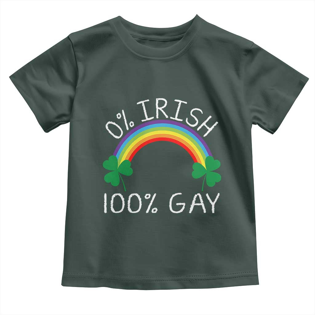 Funny St. Patrick's Day LGBT Toddler T Shirt 0 Irish 100 Gay Rainbow Shamrock TS09 Dark Forest Green Print Your Wear