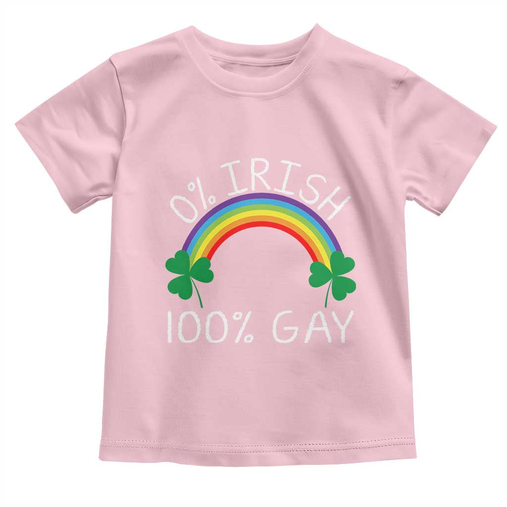 Funny St. Patrick's Day LGBT Toddler T Shirt 0 Irish 100 Gay Rainbow Shamrock TS09 Light Pink Print Your Wear