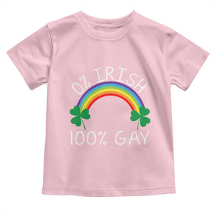 Funny St. Patrick's Day LGBT Toddler T Shirt 0 Irish 100 Gay Rainbow Shamrock TS09 Light Pink Print Your Wear