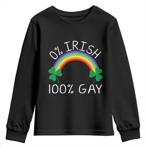 Funny St. Patrick's Day LGBT Youth Sweatshirt 0 Irish 100 Gay Rainbow Shamrock TS09 Black Print Your Wear