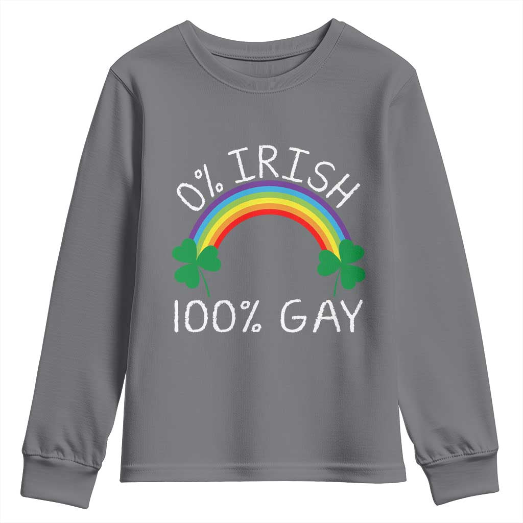 Funny St. Patrick's Day LGBT Youth Sweatshirt 0 Irish 100 Gay Rainbow Shamrock TS09 Charcoal Print Your Wear