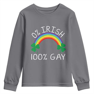 Funny St. Patrick's Day LGBT Youth Sweatshirt 0 Irish 100 Gay Rainbow Shamrock TS09 Charcoal Print Your Wear