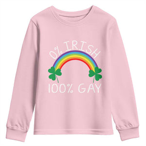 Funny St. Patrick's Day LGBT Youth Sweatshirt 0 Irish 100 Gay Rainbow Shamrock TS09 Light Pink Print Your Wear