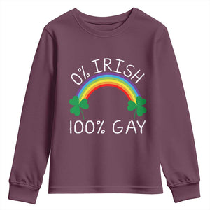 Funny St. Patrick's Day LGBT Youth Sweatshirt 0 Irish 100 Gay Rainbow Shamrock TS09 Maroon Print Your Wear