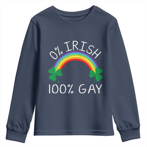 Funny St. Patrick's Day LGBT Youth Sweatshirt 0 Irish 100 Gay Rainbow Shamrock TS09 Navy Print Your Wear