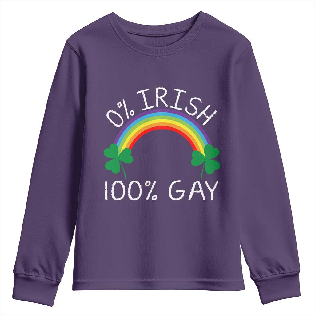 Funny St. Patrick's Day LGBT Youth Sweatshirt 0 Irish 100 Gay Rainbow Shamrock TS09 Purple Print Your Wear