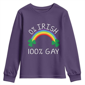 Funny St. Patrick's Day LGBT Youth Sweatshirt 0 Irish 100 Gay Rainbow Shamrock TS09 Purple Print Your Wear