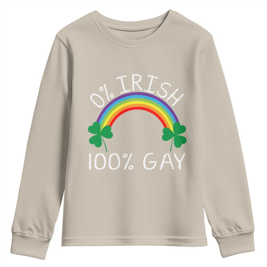 Funny St. Patrick's Day LGBT Youth Sweatshirt 0 Irish 100 Gay Rainbow Shamrock TS09 Sand Print Your Wear