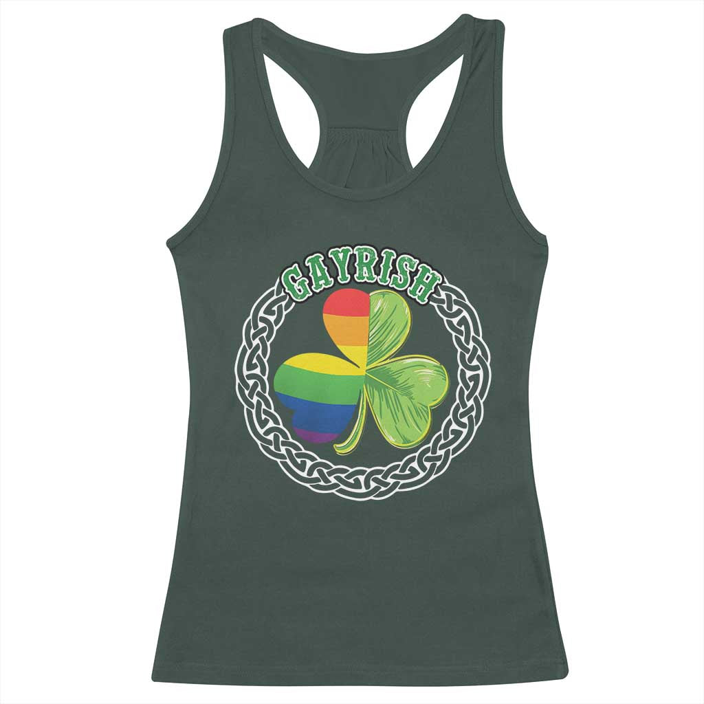 Gayrish Funny St. Patrick's Day LGBT Racerback Tank Top TS09 Dark Forest Green Print Your Wear