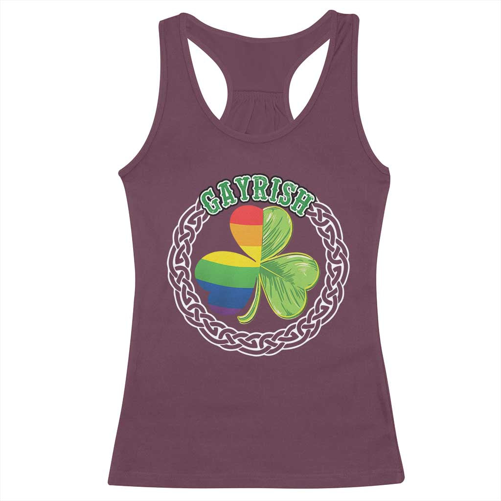 Gayrish Funny St. Patrick's Day LGBT Racerback Tank Top TS09 Maroon Print Your Wear