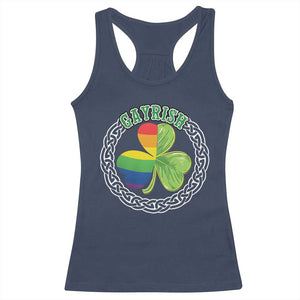 Gayrish Funny St. Patrick's Day LGBT Racerback Tank Top TS09 Navy Print Your Wear