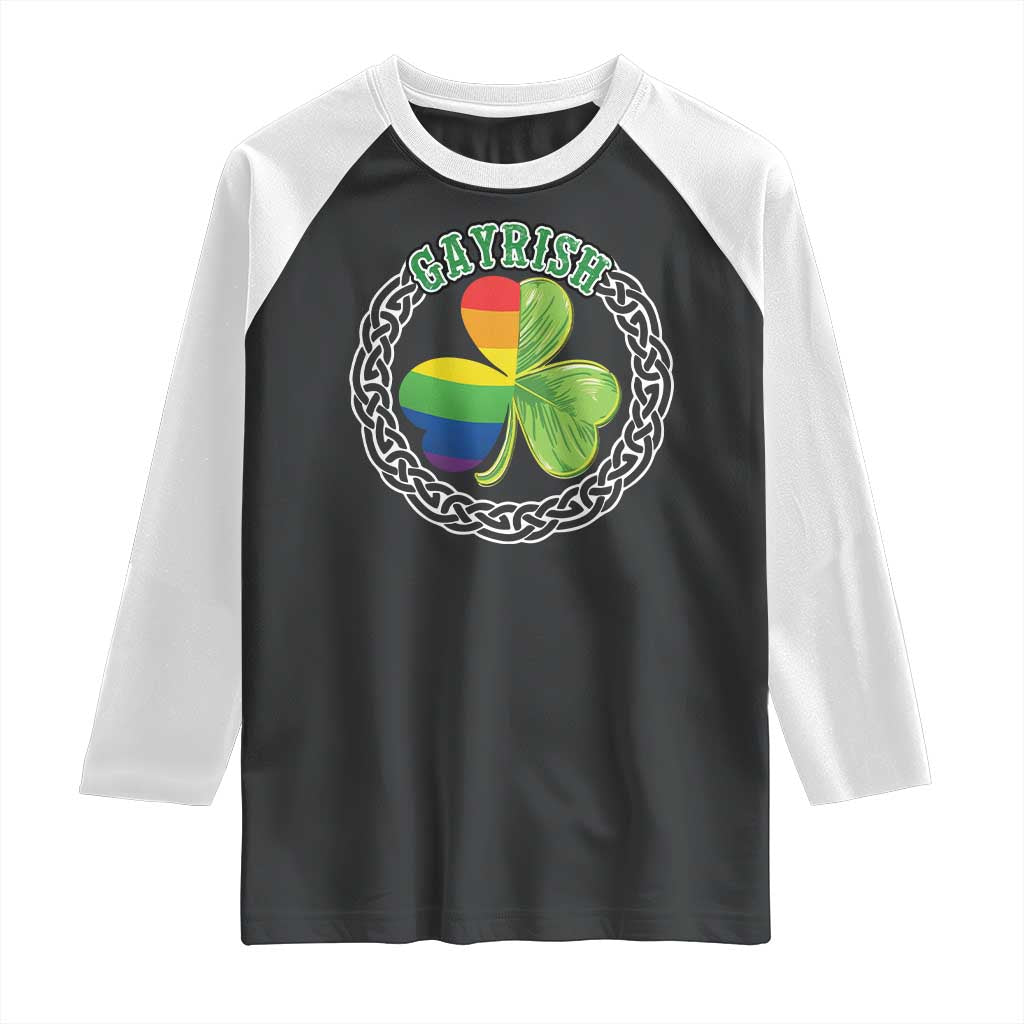 Gayrish Funny St. Patrick's Day LGBT Raglan Shirt TS09 Black White Print Your Wear