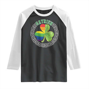 Gayrish Funny St. Patrick's Day LGBT Raglan Shirt TS09 Black White Print Your Wear