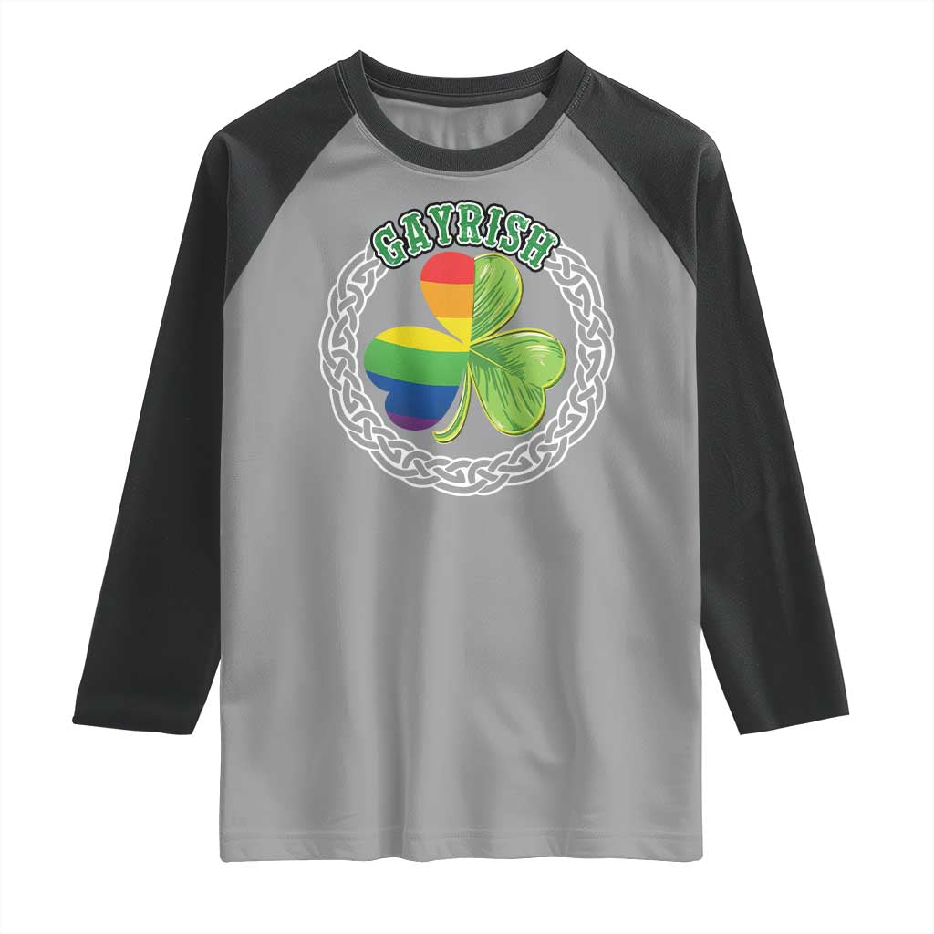 Gayrish Funny St. Patrick's Day LGBT Raglan Shirt TS09 Sport Gray Black Print Your Wear