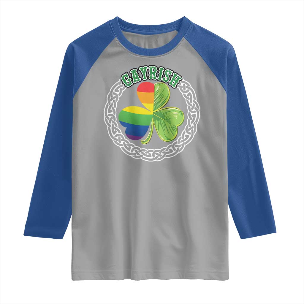 Gayrish Funny St. Patrick's Day LGBT Raglan Shirt TS09 Sport Gray Royal Print Your Wear