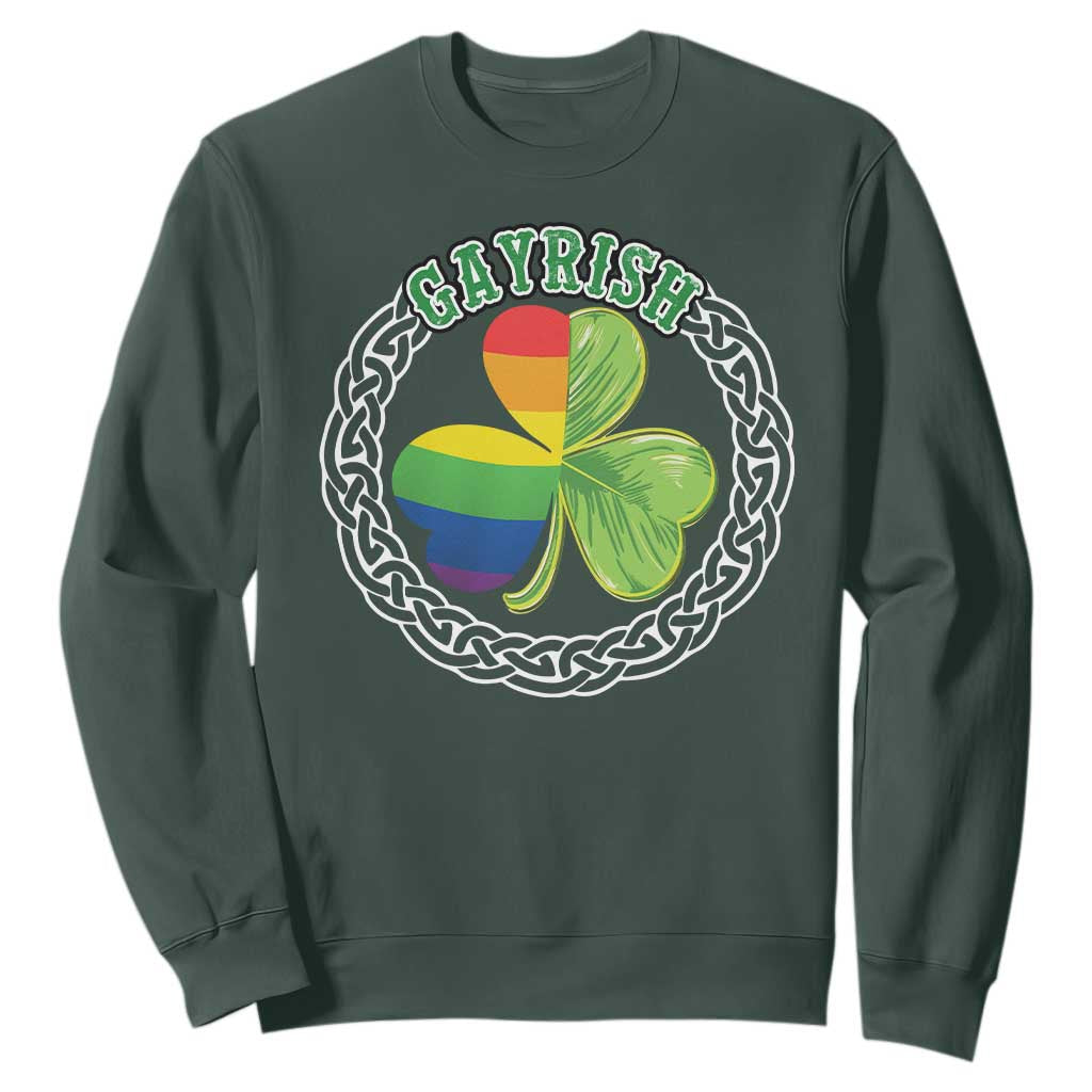 Gayrish Funny St. Patrick's Day LGBT Sweatshirt TS09 Dark Forest Green Print Your Wear