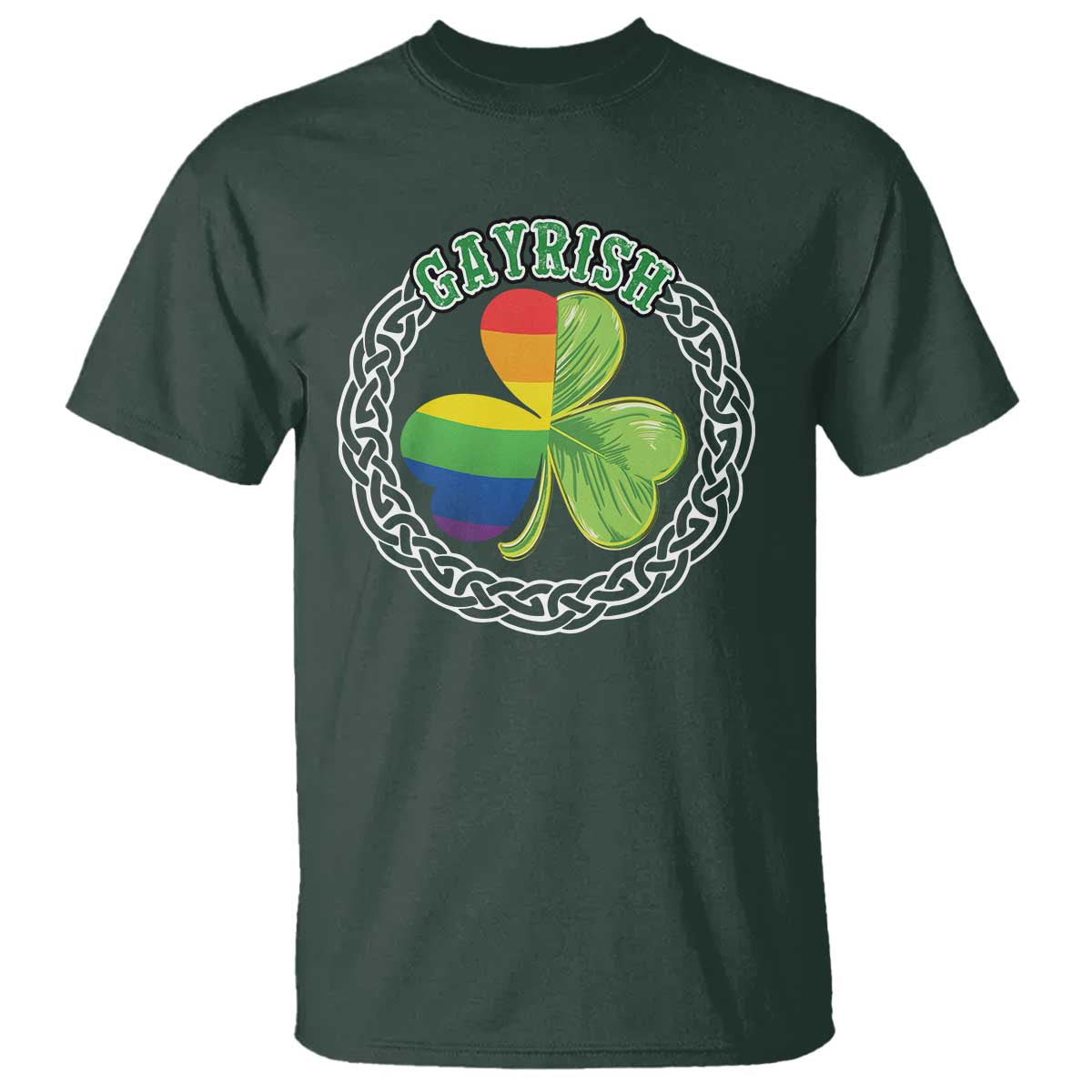 Gayrish Funny St. Patrick's Day LGBT T Shirt TS09 Dark Forest Green Print Your Wear