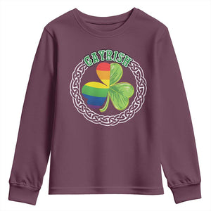 Gayrish Funny St. Patrick's Day LGBT Youth Sweatshirt TS09 Maroon Print Your Wear