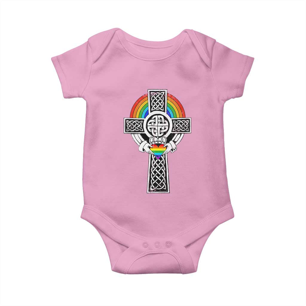 Rainbow Celtic Claddagh Cross Baby Onesie TS09 Light Pink Print Your Wear