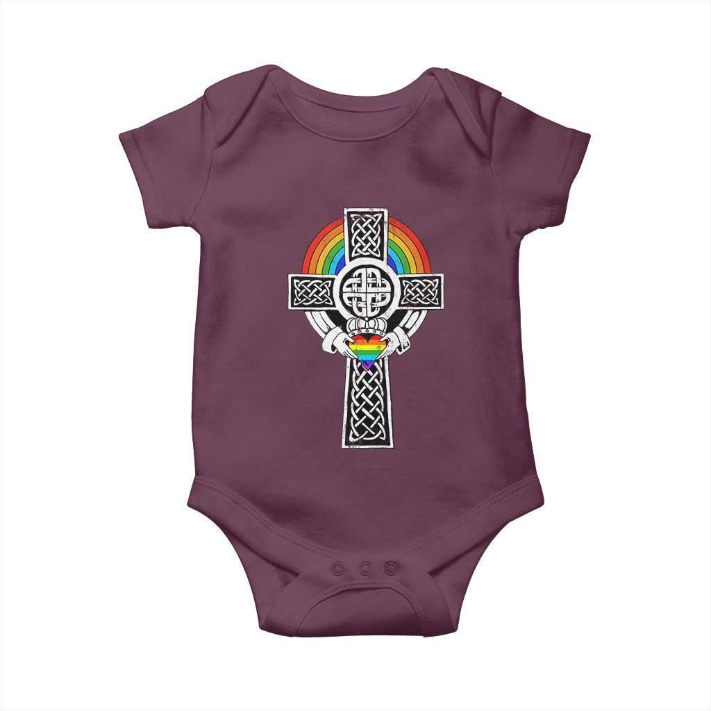 Rainbow Celtic Claddagh Cross Baby Onesie TS09 Maroon Print Your Wear