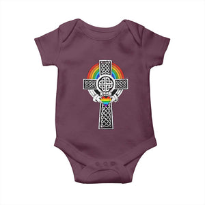 Rainbow Celtic Claddagh Cross Baby Onesie TS09 Maroon Print Your Wear