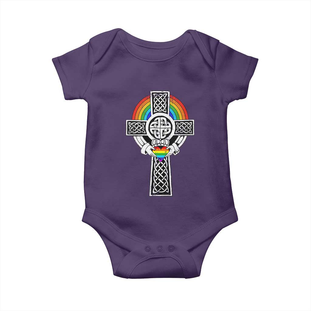 Rainbow Celtic Claddagh Cross Baby Onesie TS09 Purple Print Your Wear