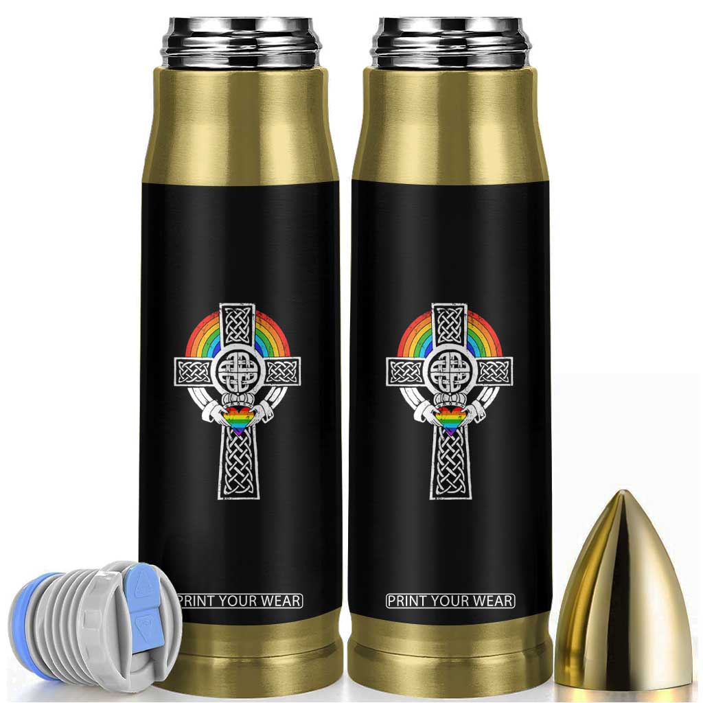 Rainbow Celtic Claddagh Cross Bullet Tumbler TS09 Black Print Your Wear