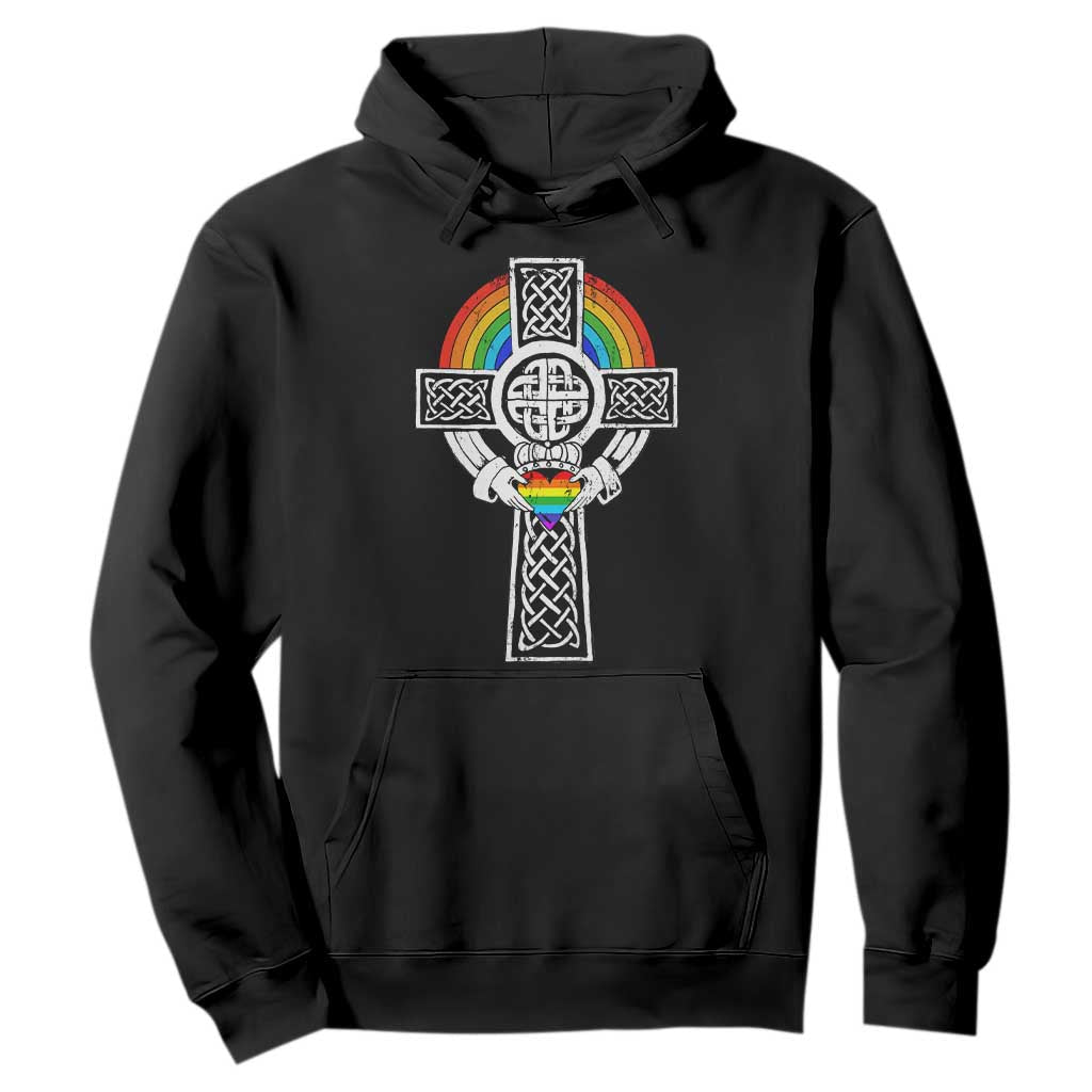 Rainbow Celtic Claddagh Cross Hoodie TS09 Black Print Your Wear
