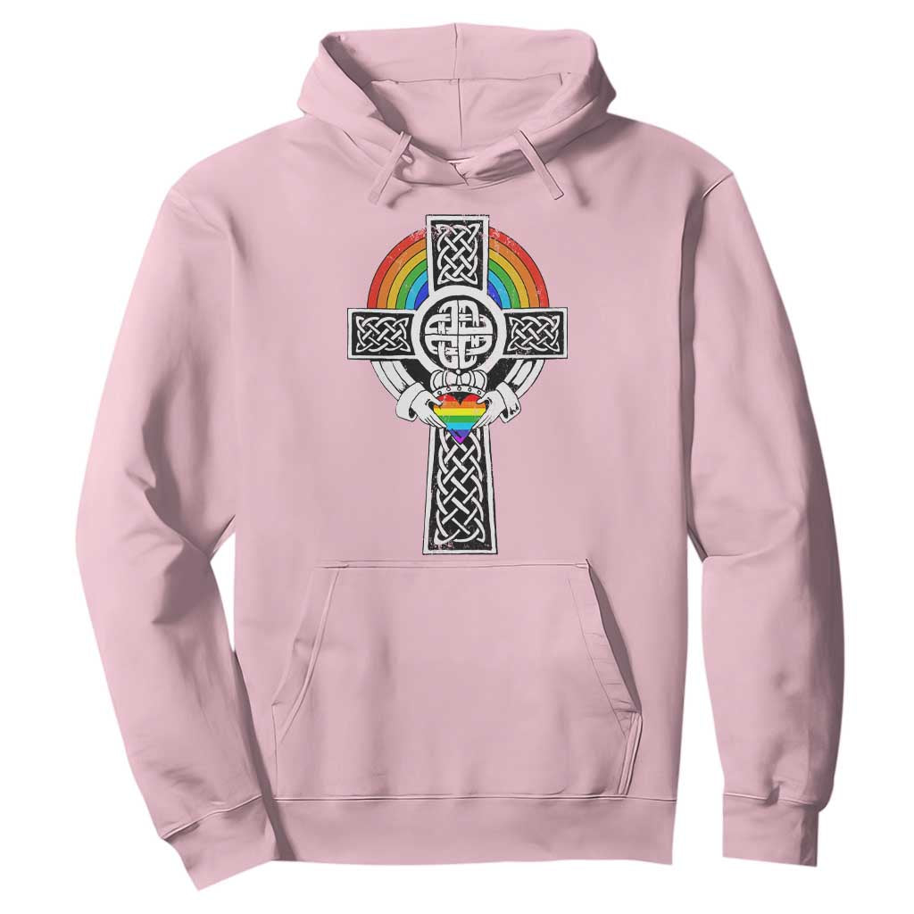 Rainbow Celtic Claddagh Cross Hoodie TS09 Light Pink Print Your Wear