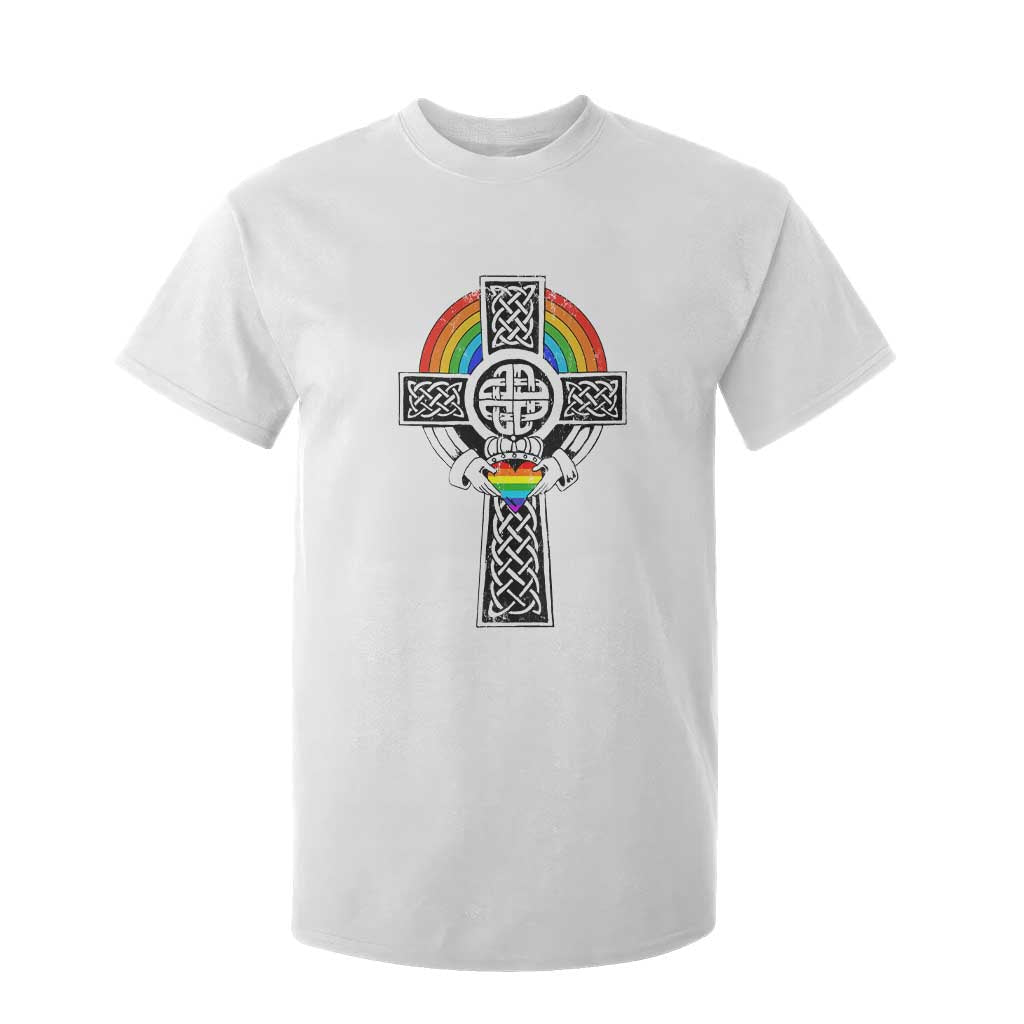 Rainbow Celtic Claddagh Cross T Shirt For Kid TS09 White Print Your Wear