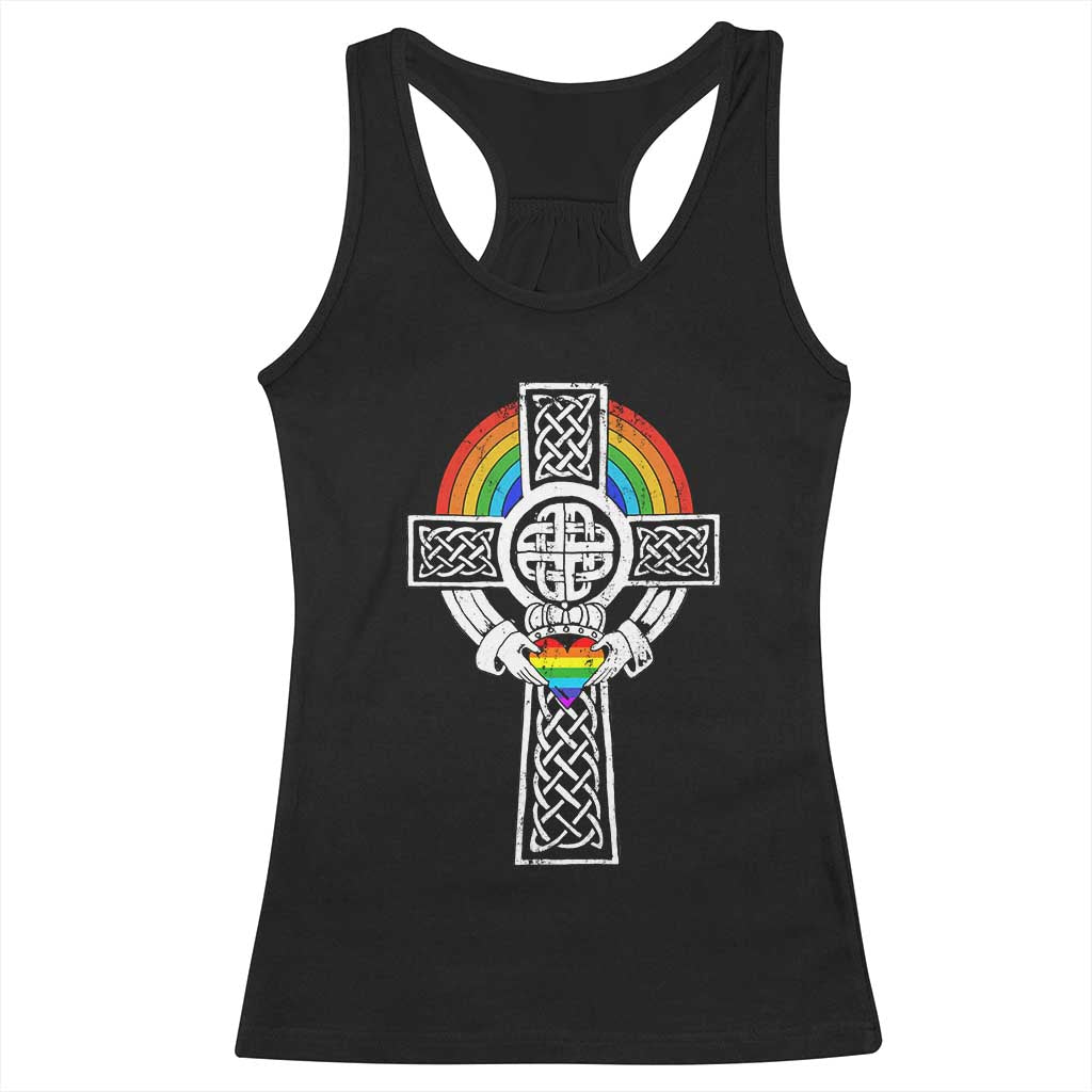 Rainbow Celtic Claddagh Cross Racerback Tank Top TS09 Black Print Your Wear