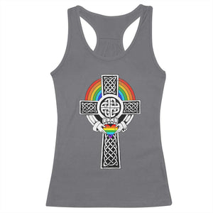 Rainbow Celtic Claddagh Cross Racerback Tank Top TS09 Charcoal Print Your Wear