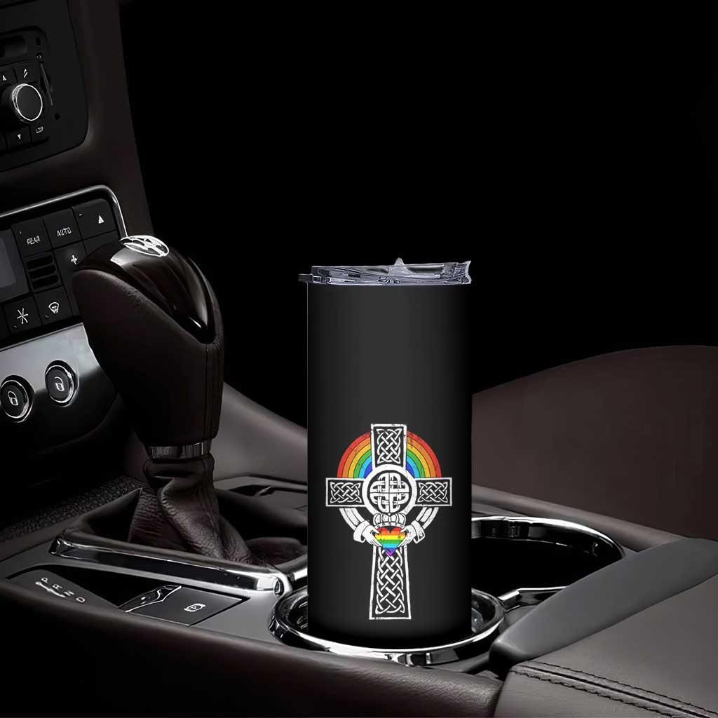 Rainbow Celtic Claddagh Cross Skinny Tumbler TS09 Print Your Wear