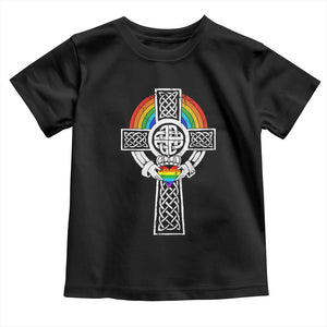 Rainbow Celtic Claddagh Cross Toddler T Shirt TS09 Black Print Your Wear