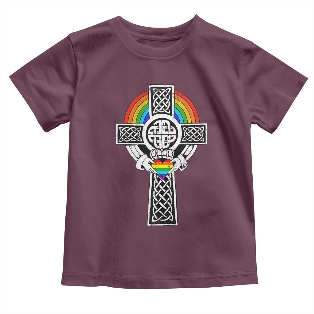 Rainbow Celtic Claddagh Cross Toddler T Shirt TS09 Maroon Print Your Wear