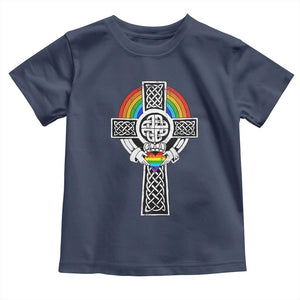 Rainbow Celtic Claddagh Cross Toddler T Shirt TS09 Navy Print Your Wear