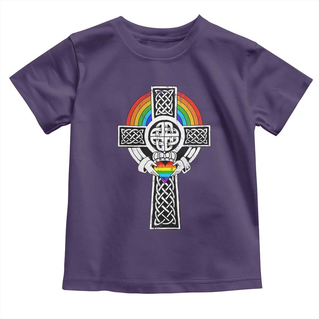 Rainbow Celtic Claddagh Cross Toddler T Shirt TS09 Purple Print Your Wear