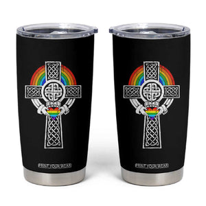 Rainbow Celtic Claddagh Cross Tumbler Cup TS09 Black Print Your Wear