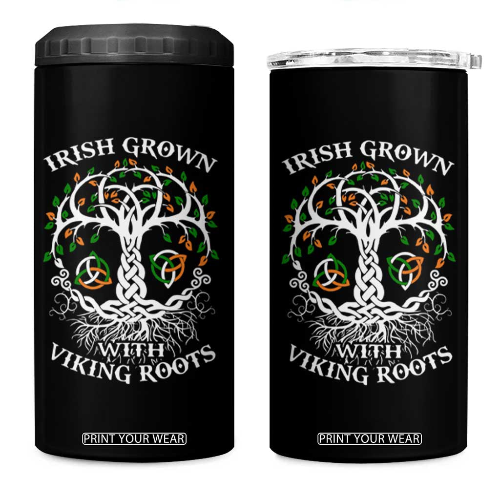 Irish Grown With Viking Roots 4 in 1 Can Cooler Tumbler TS09 One Size: 16 oz Black Print Your Wear