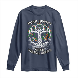 Irish Grown With Viking Roots Long Sleeve Shirt TS09 Navy Print Your Wear