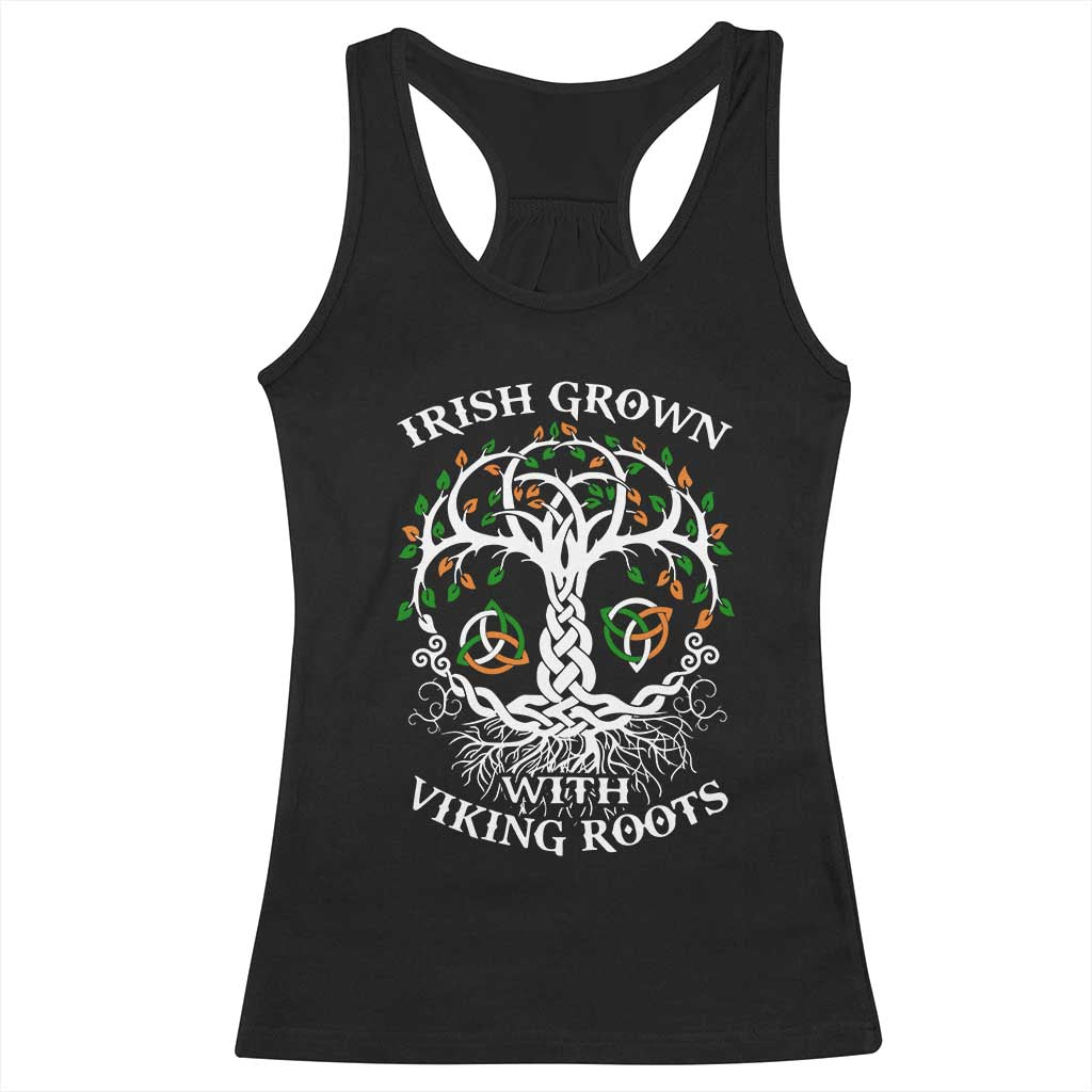 Irish Grown With Viking Roots Racerback Tank Top TS09 Black Print Your Wear