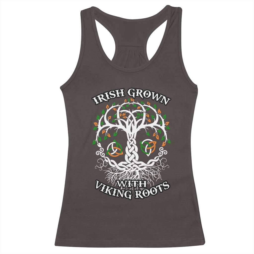 Irish Grown With Viking Roots Racerback Tank Top TS09 Dark Chocolate Print Your Wear